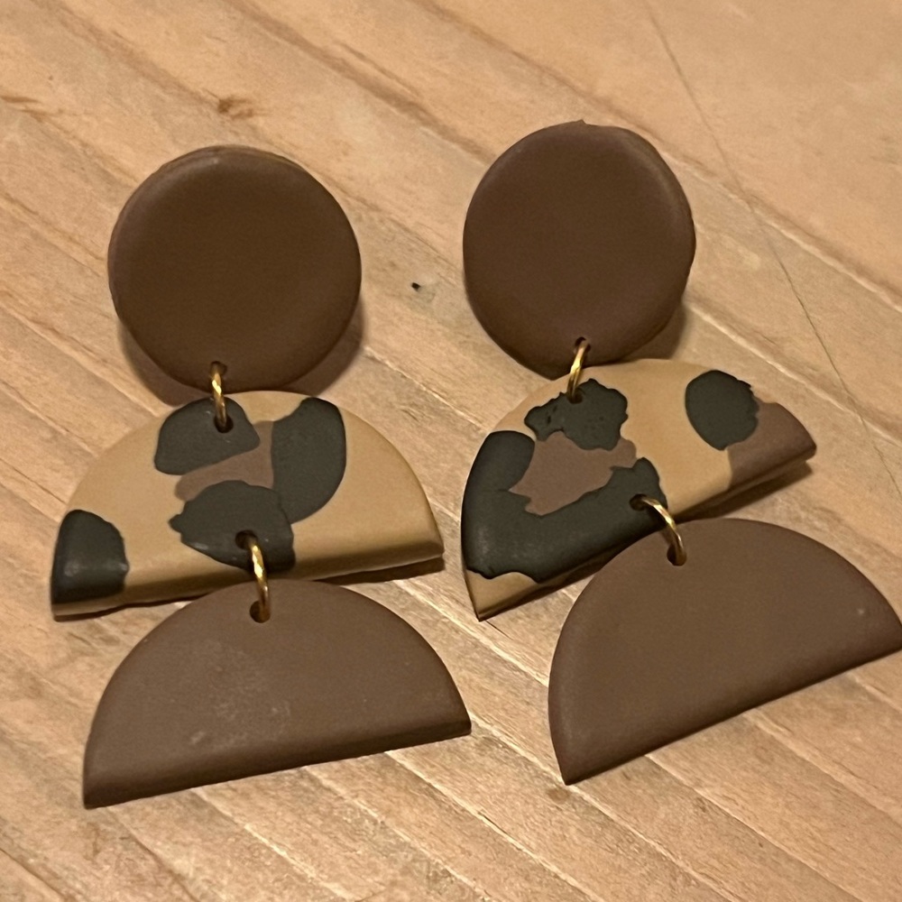 Handmade Polymer Clay Earrings - Stud Back Dangle